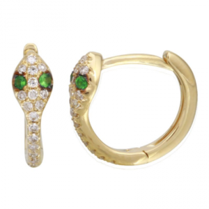 Snake Diamond & Emerald Huggies image 0