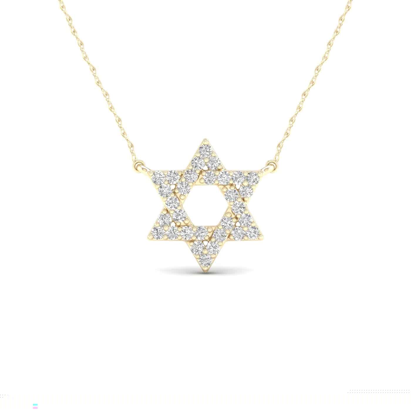 14K Yellow Gold Star of David Diamond Necklace image 0