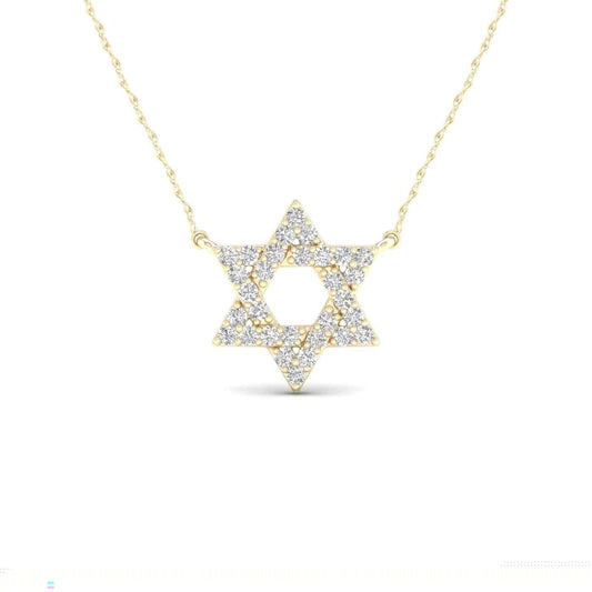 14K Yellow Gold Star of David Diamond Necklace image 0