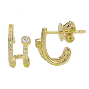 14k Yellow Gold Diamond Lobe Stud Earrings image 0