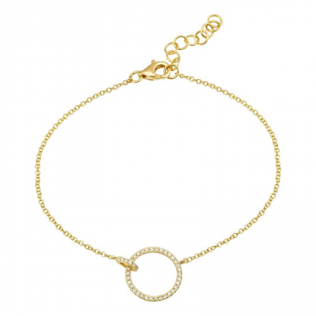 14k Yellow Gold Diamond Open Circle Bracelet image 0