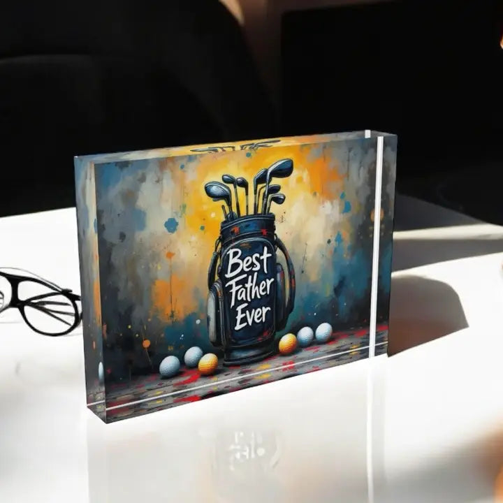 Dad Art Crystal Block - Best Dad Ever image