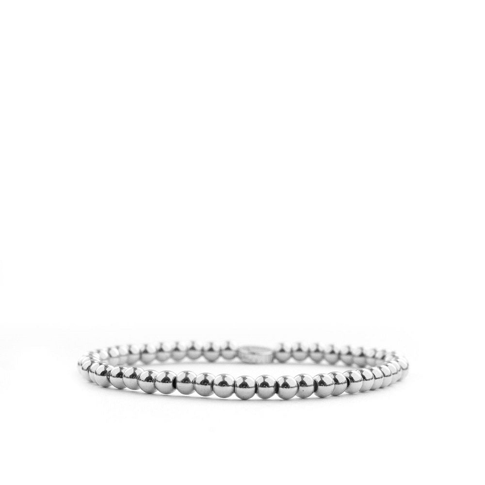 4mm Brass Beaded Ball Bracelet | Silver image 0