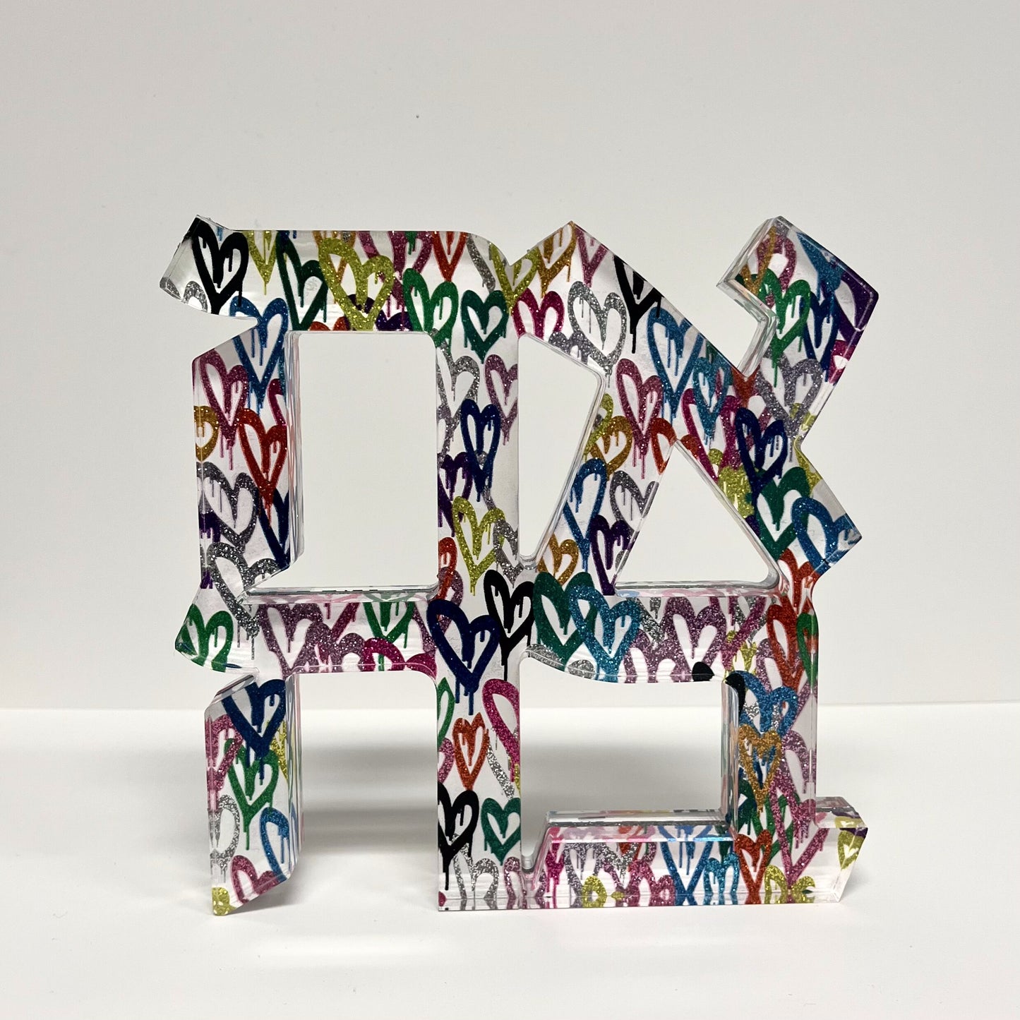 Ahava Acrylic Sculpture – Modern Jewish Love Art image 2