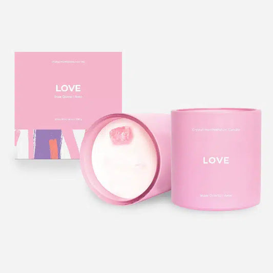LOVE Rose Quartz Crystal Candle image 0