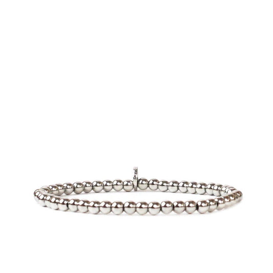 4mm Metal Beaded Stretch Bracelet | Silver image 0