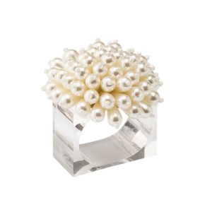 Zinnia Napkin Ring in Pearl, Set of 4 image 0