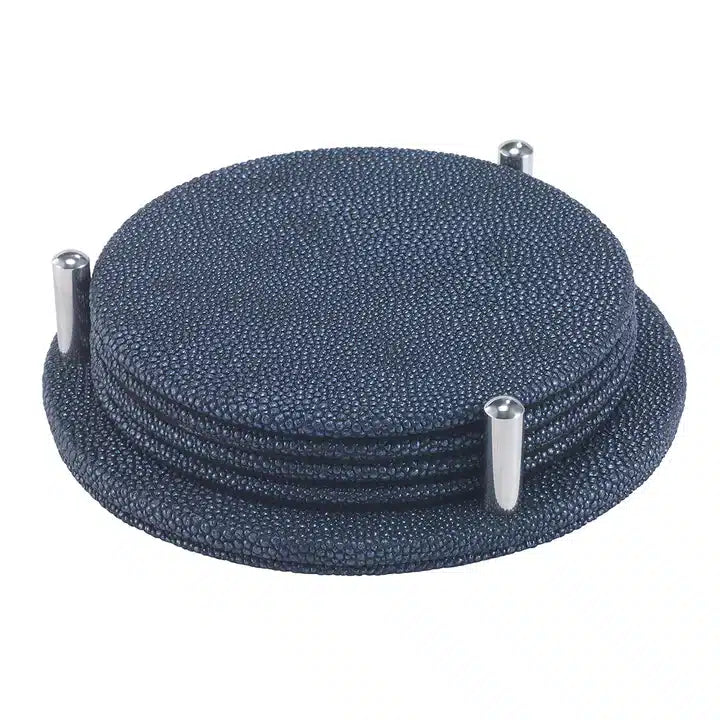 Stingray Round Coasters - Navy image