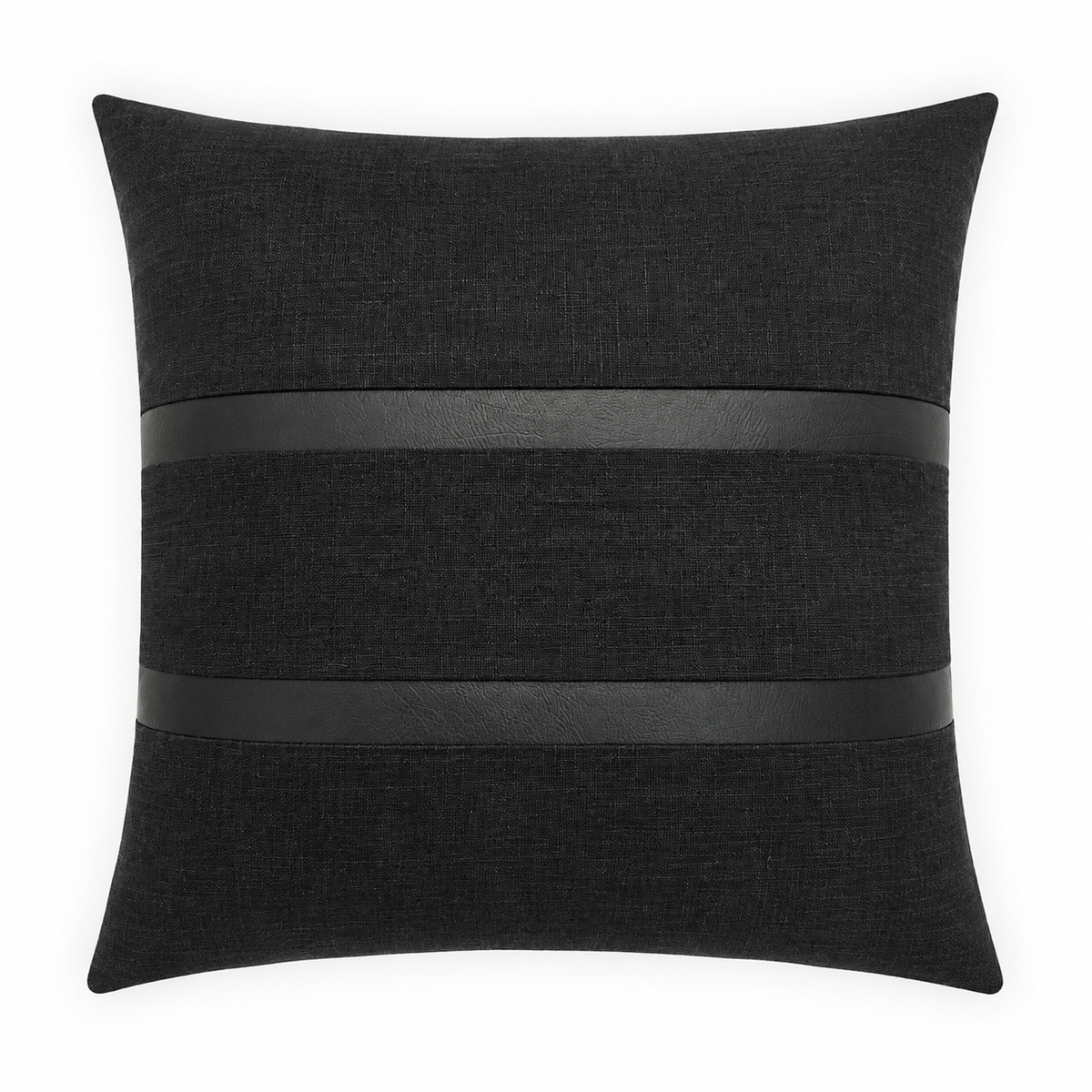 Black Leather Stripe Pillow - 20"x 20"