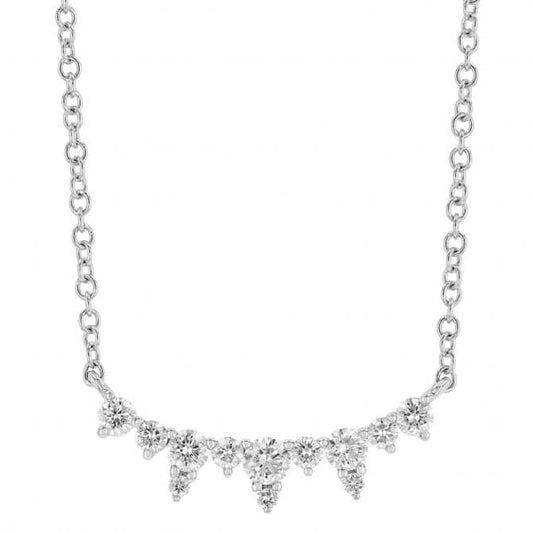 18K White Gold Diamond Spike Curved Bar Necklace image 0