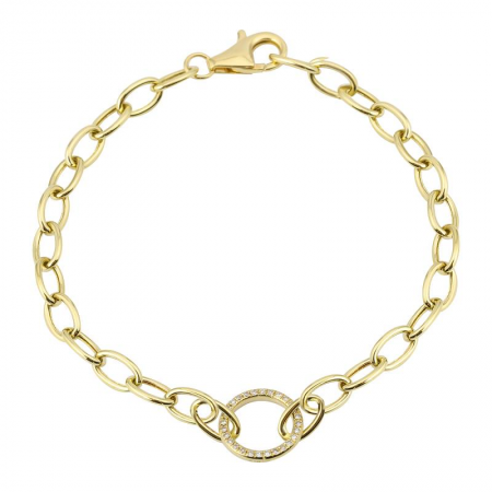 14K Yellow Gold Diamond Link Chain Bracelet – Standout Style image 0