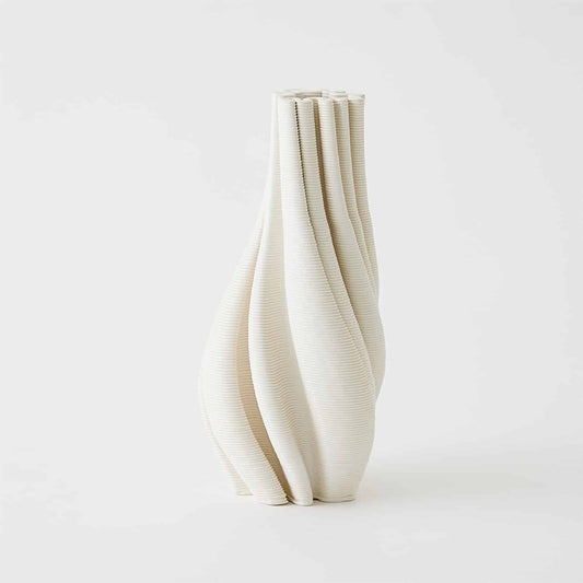 Matte White Twisted Printed Vase - Small image 0