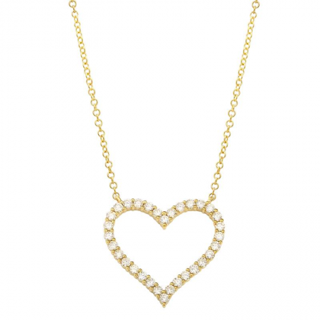 14k Yellow Gold Open Heart Diamond Necklace image 0