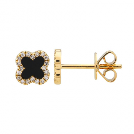 14k Yellow Gold Gemstone Flower Stud Earrings image 0