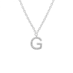 14k White Gold Initial Diamond Necklace image 0