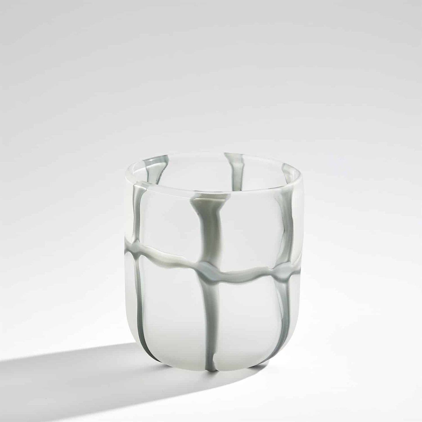 Frosted Grey Grid Vase - Wide image