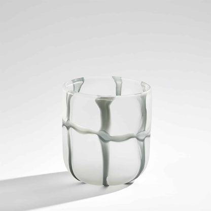 Frosted Grey Grid Vase - Wide image