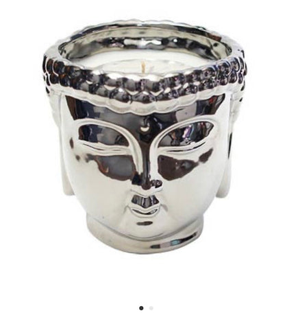 Buddha Head Candle - Silver image
