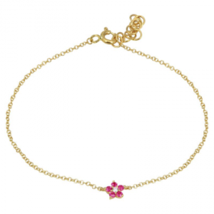 14k Yellow Gold Flower Ruby Bracelet image 0