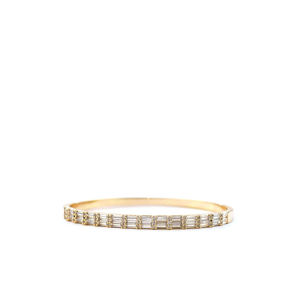 Double Row Baguette Bangle | Gold image 0