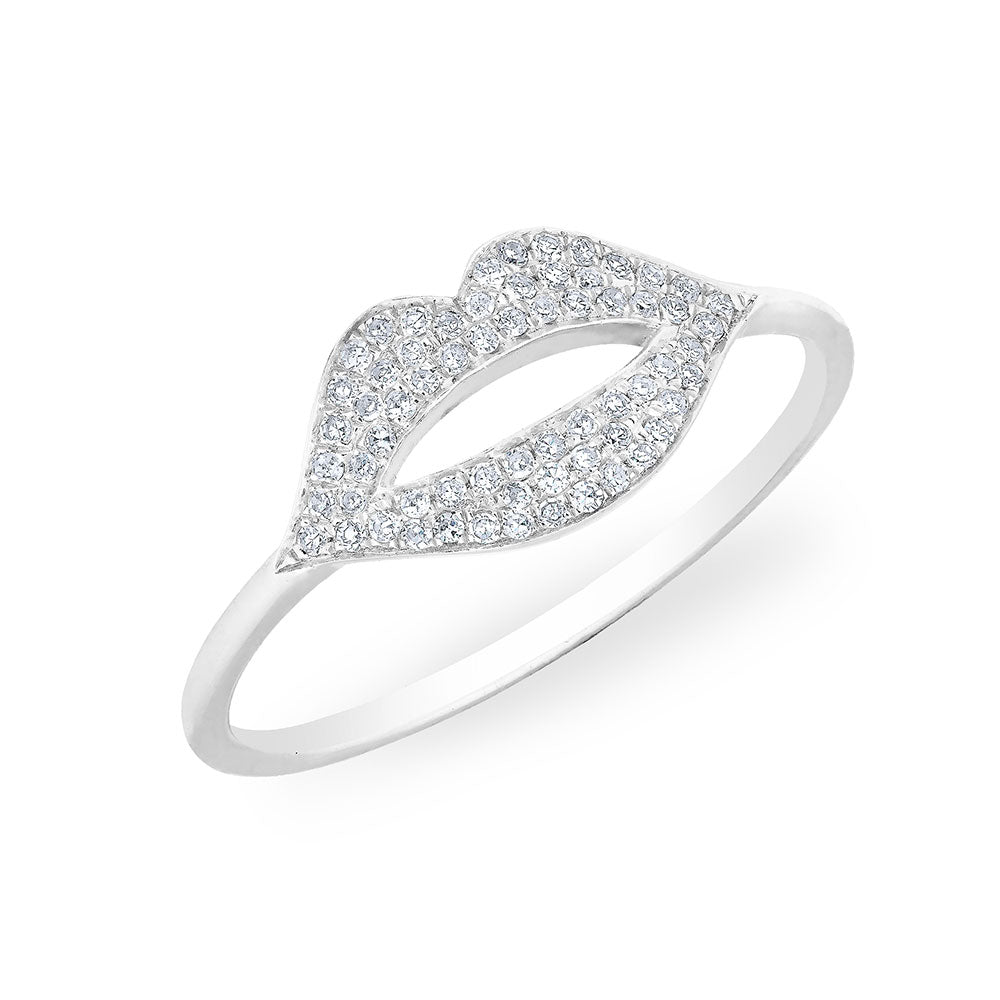 14K Pave Diamond Lips Ring image 0