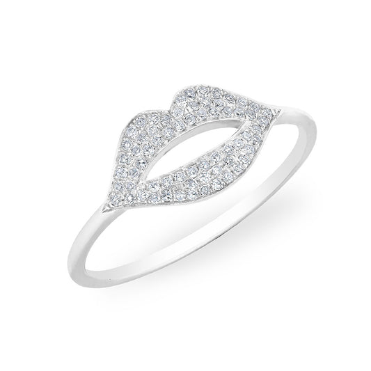 14K Pave Diamond Lips Ring image 0