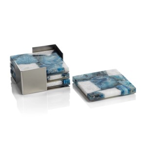 Crete Agate Coasters in Blue image 0