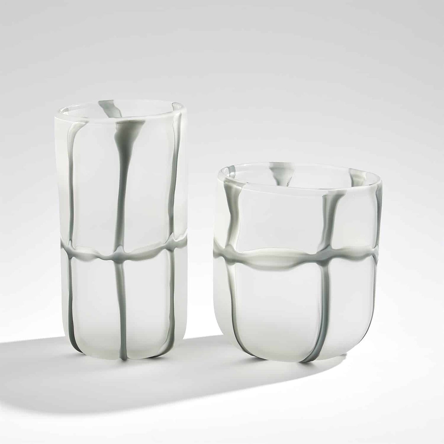 Frosted Grey Grid Vase image 0