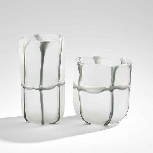 Frosted Grey Grid Vase image 0