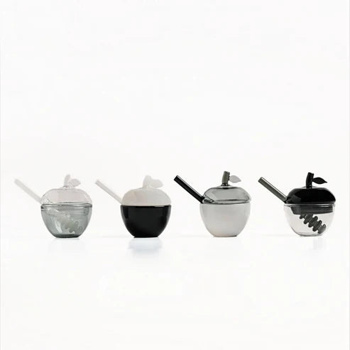 Black & White Mini Honey Dish - Set of 4