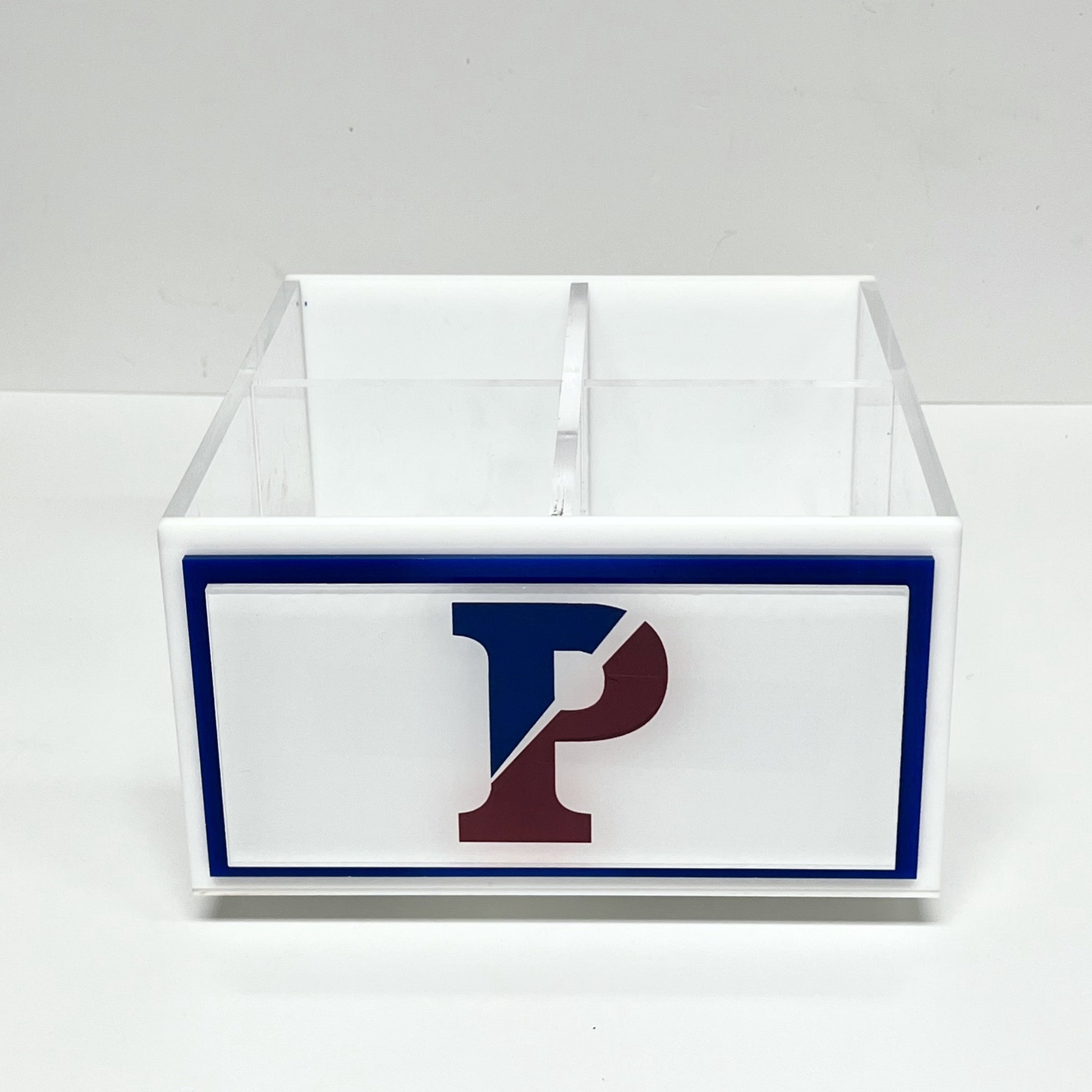 White card holder with a logo 