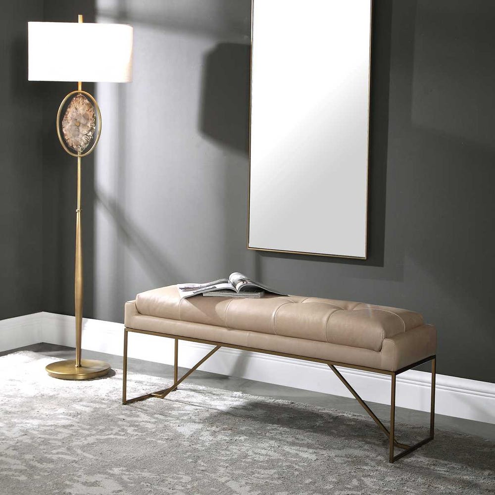 UTTERMOST Trestle Leather Bench