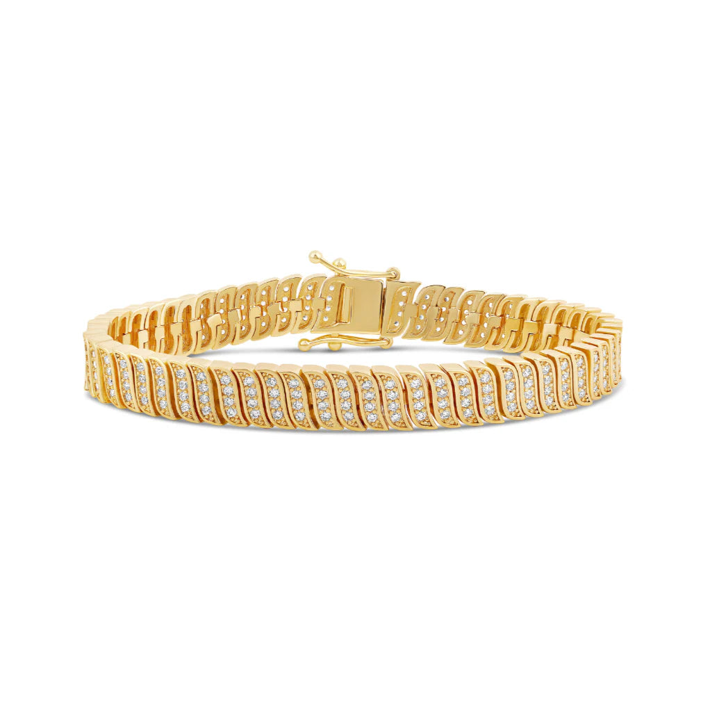 Pave Golden Wave Tennis Bracelet
