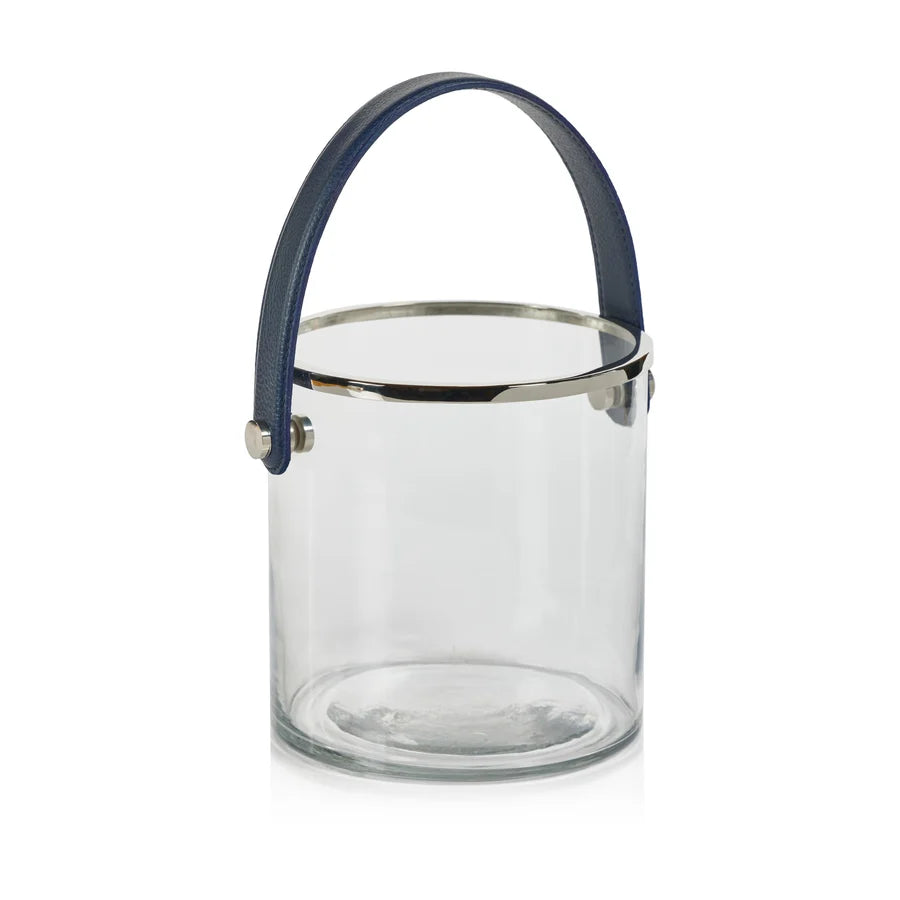 Laguna Glass & Leather Ice Bucket