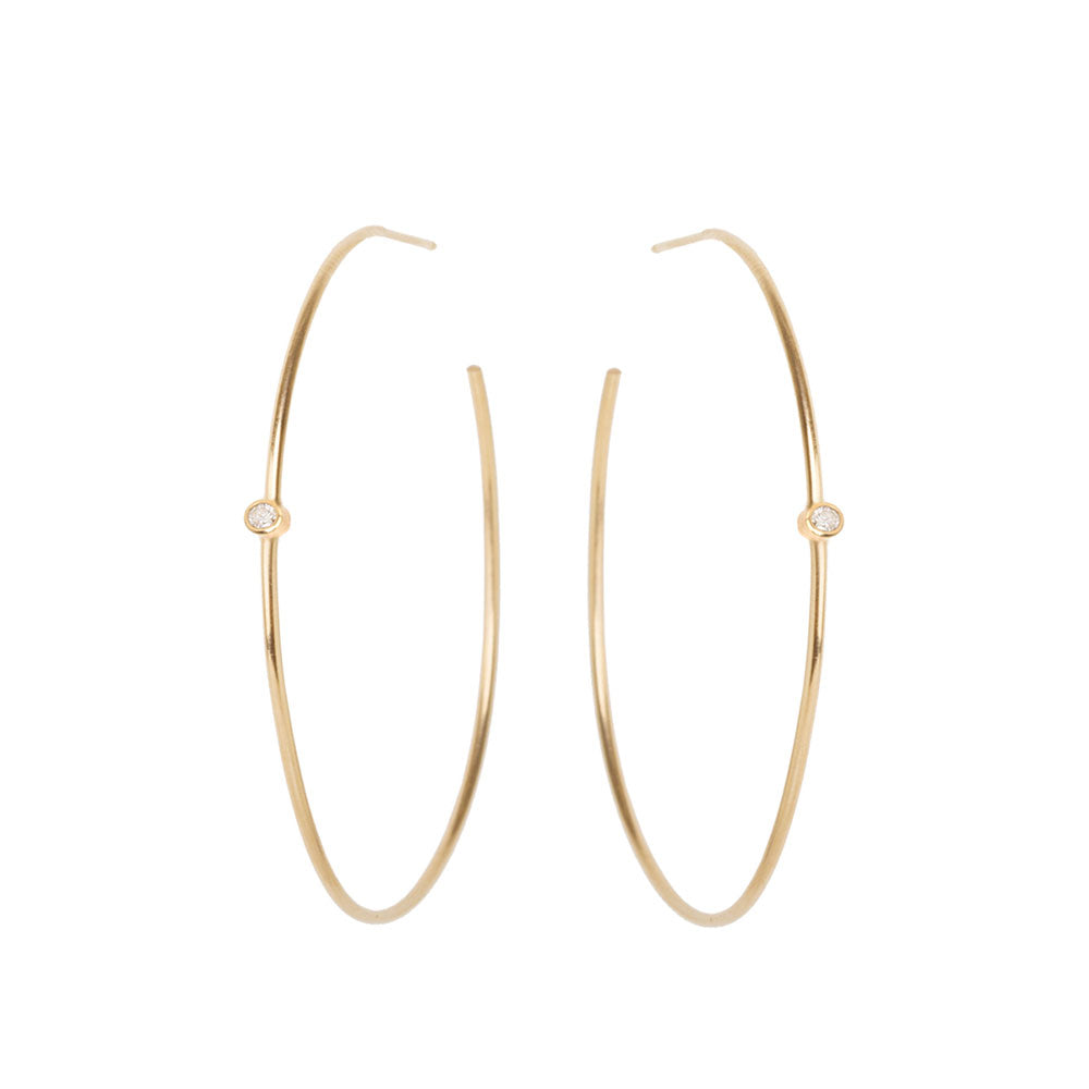 14K Hoop Earrings with Diamonds image 0