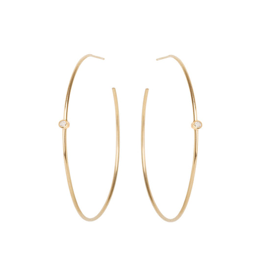 14K Hoop Earrings with Diamonds image 0