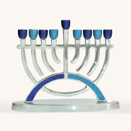 Blue & Silver Menorah image 0