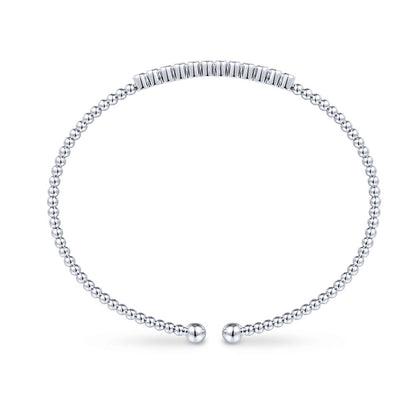 14K White Gold Beaded Diamond Bangle image 1