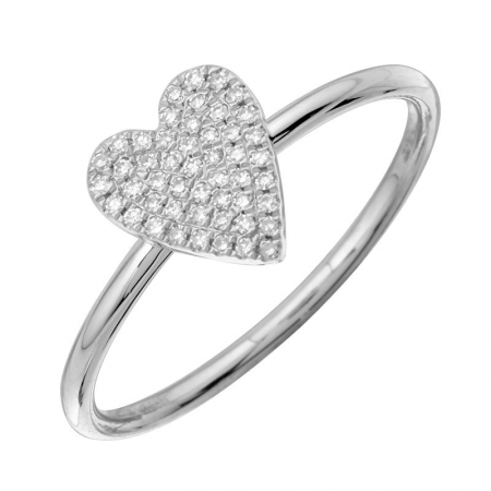 14k White Gold Diamond Heart Ring image 0