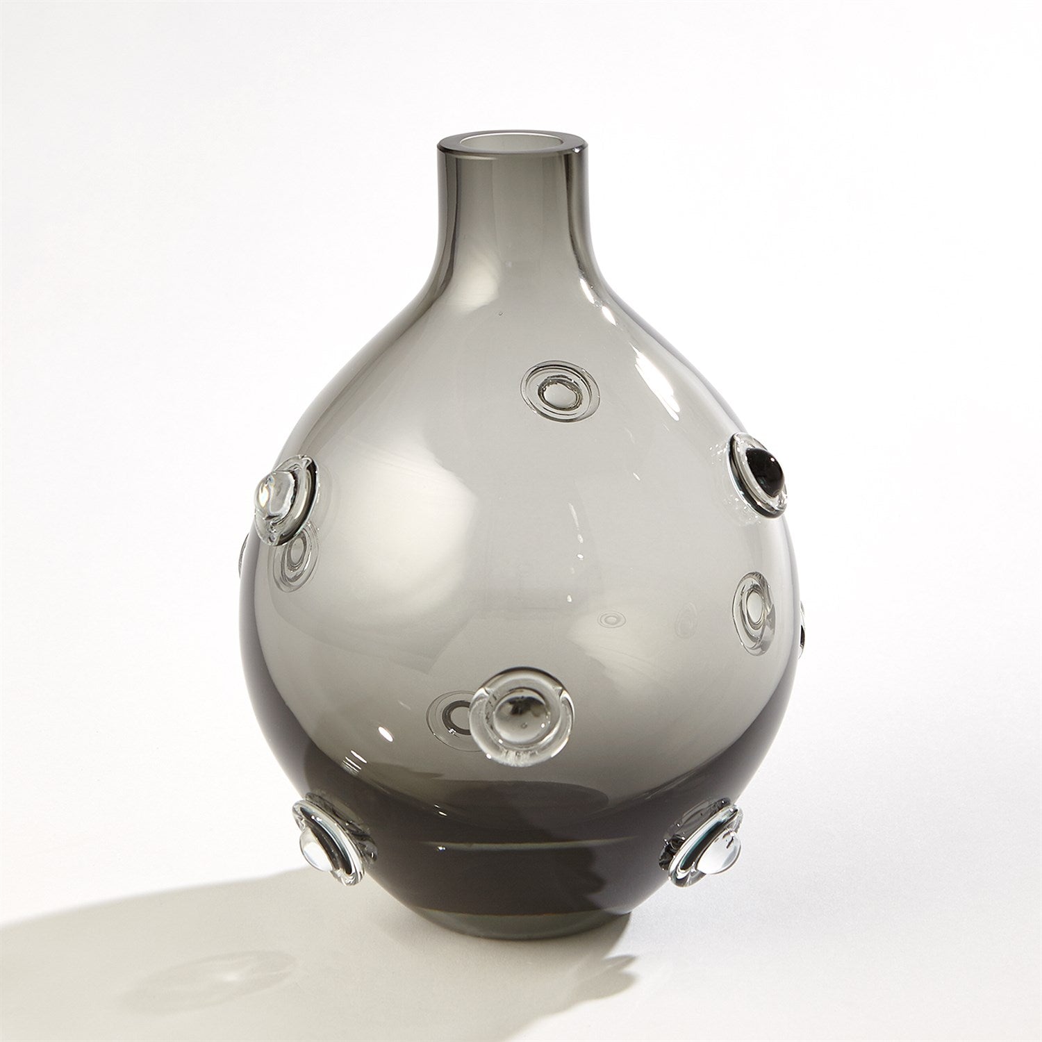 Button Glass Vase | Grey Short image 0