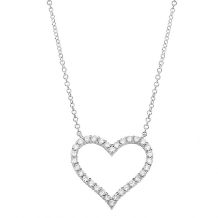 14k White Gold Open Heart Diamond Necklace image 0