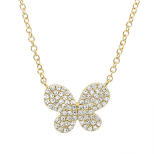 14K Yellow Gold Butterfly Diamond Necklace image 0
