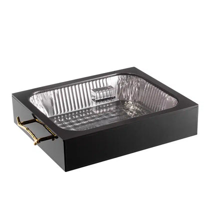 Lucite Pan Holder with Lid - Black/Gold image