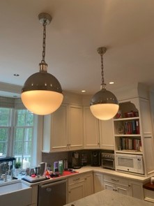 Modern kitchen with pendant lights