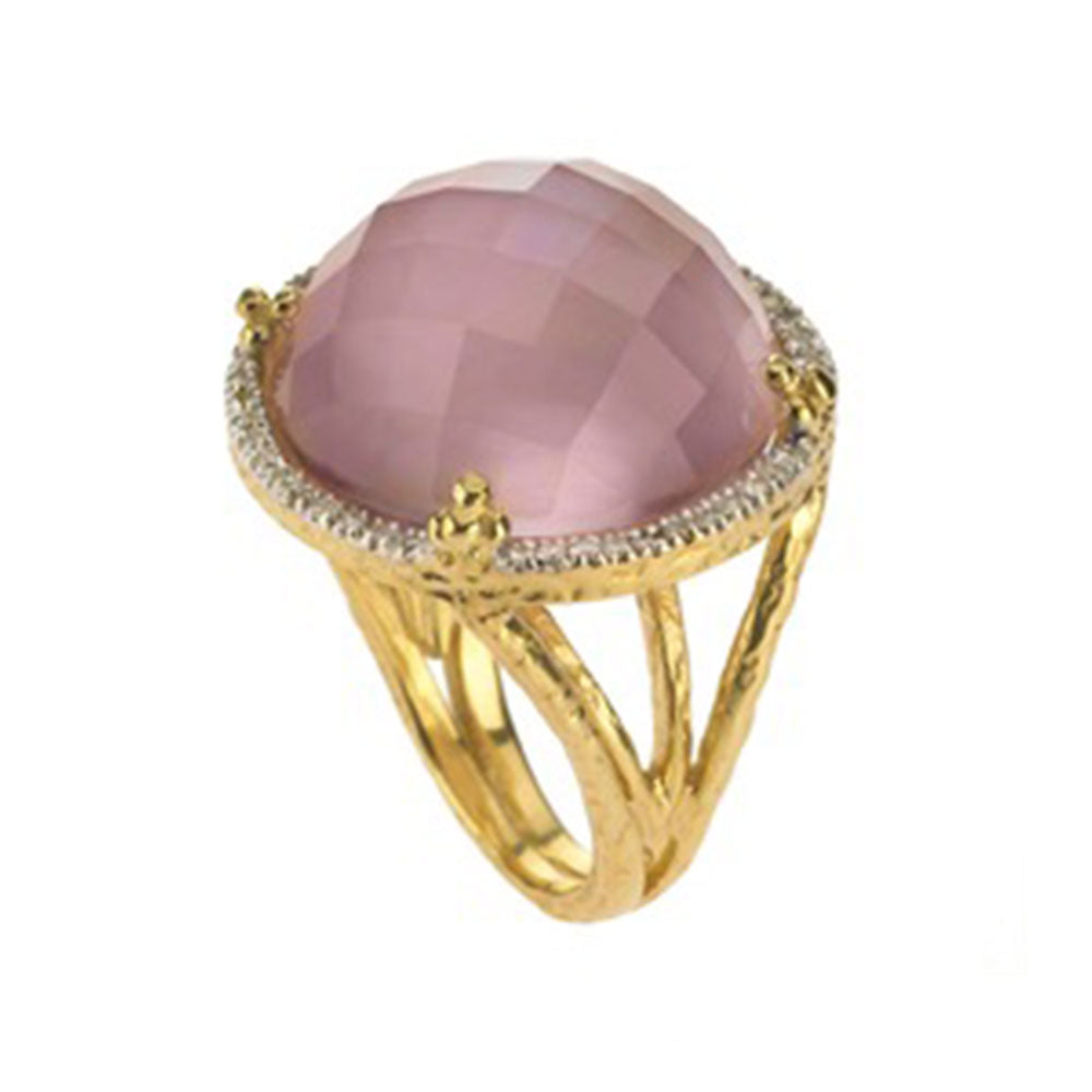 18K Pink Quartz and Diamond Cocktail Ring – Standout Style image 0