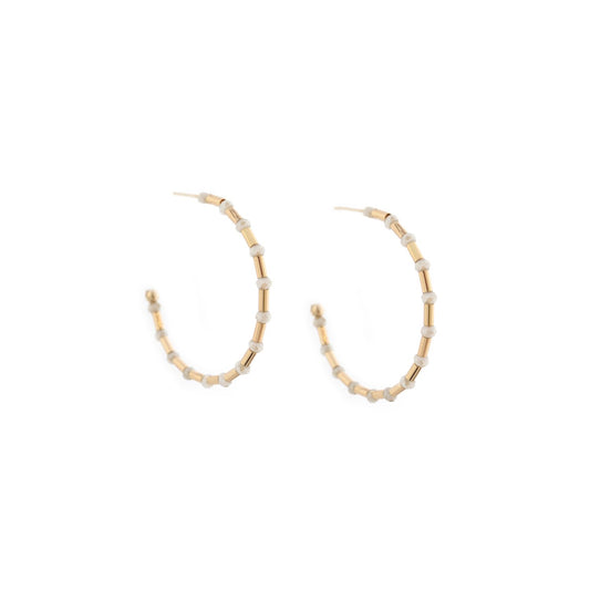 Rondelle and Bugle Bead Hoop | Gold and Champagne image 0