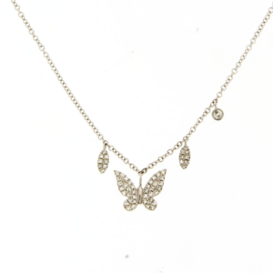 White Gold Diamond Butterfly Necklace image 0