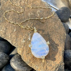 Teardrop Rainbow Moonstone Necklace image 0
