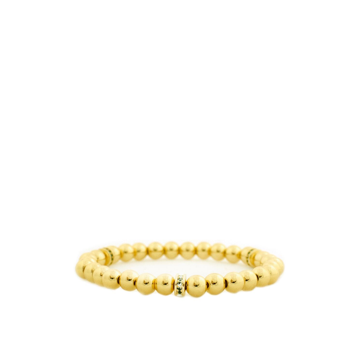 Metal Beaded Bracelet with Crystal Spacers | Clear image 0