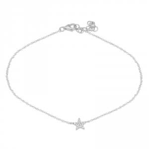 14k White Gold Star Diamond Anklet image 0
